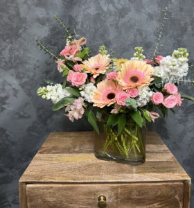 Bouquet of peach Gerbera daisies.