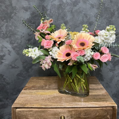 Bouquet of peach Gerbera daisies.