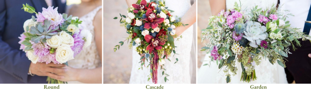 Three types of wedding bouquets.
