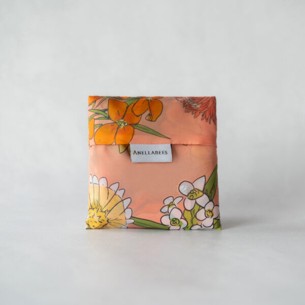 reusable tote bag folder in a pouch